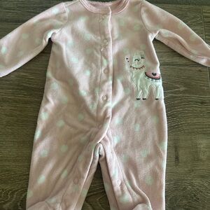 Carter's Pink Polka Dot Footed One-Piece with Llama Appliqué